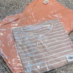 Pink Lily Top Bundle Large Cropped Long Sleeve Top & Large Cropped Sweater